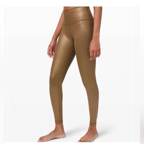 Lululemon Wunder under high rise tight leggings foil 28” matte copper bronze 4 - Picture 1 of 9